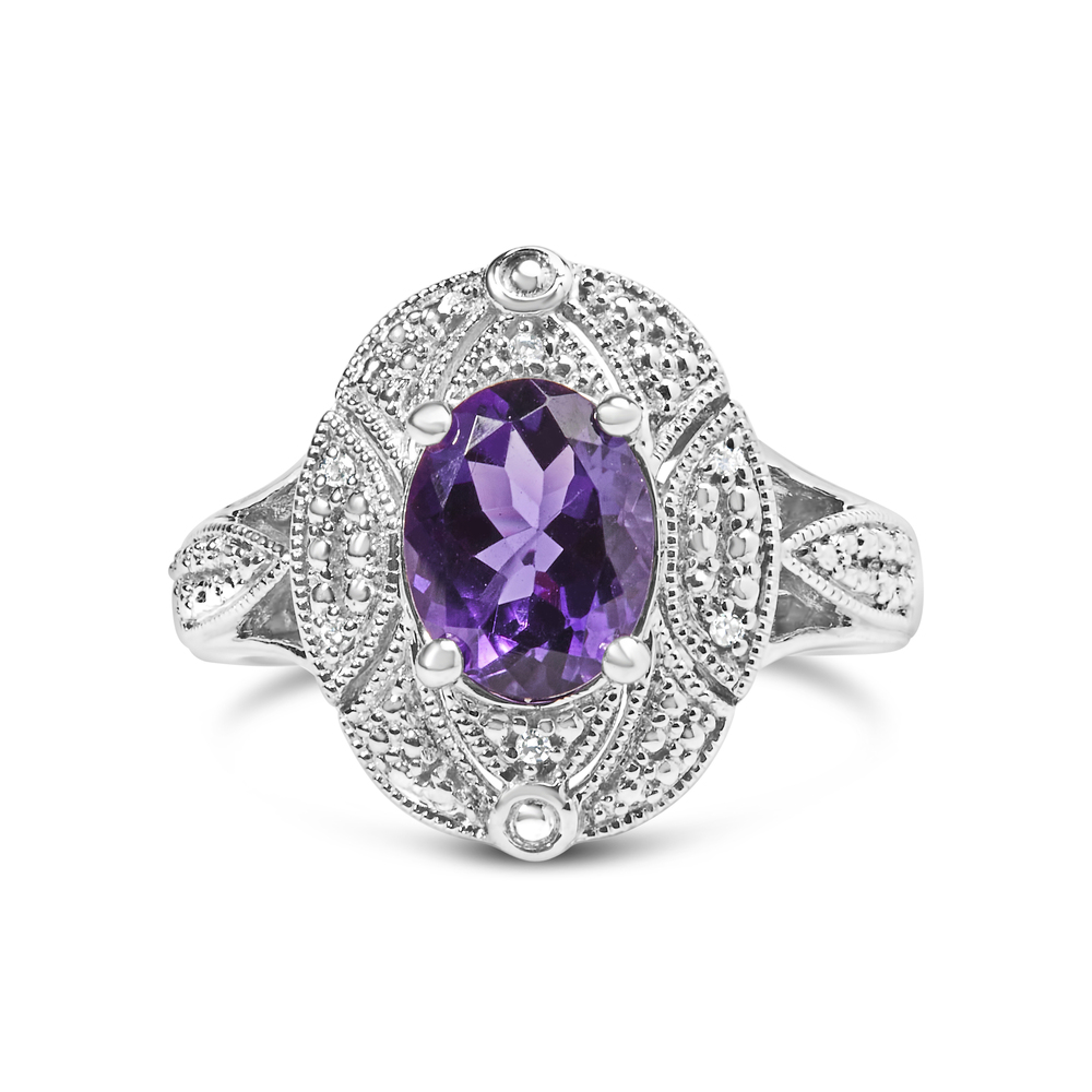 .925 Sterling Silver 9x7mm Oval Purple